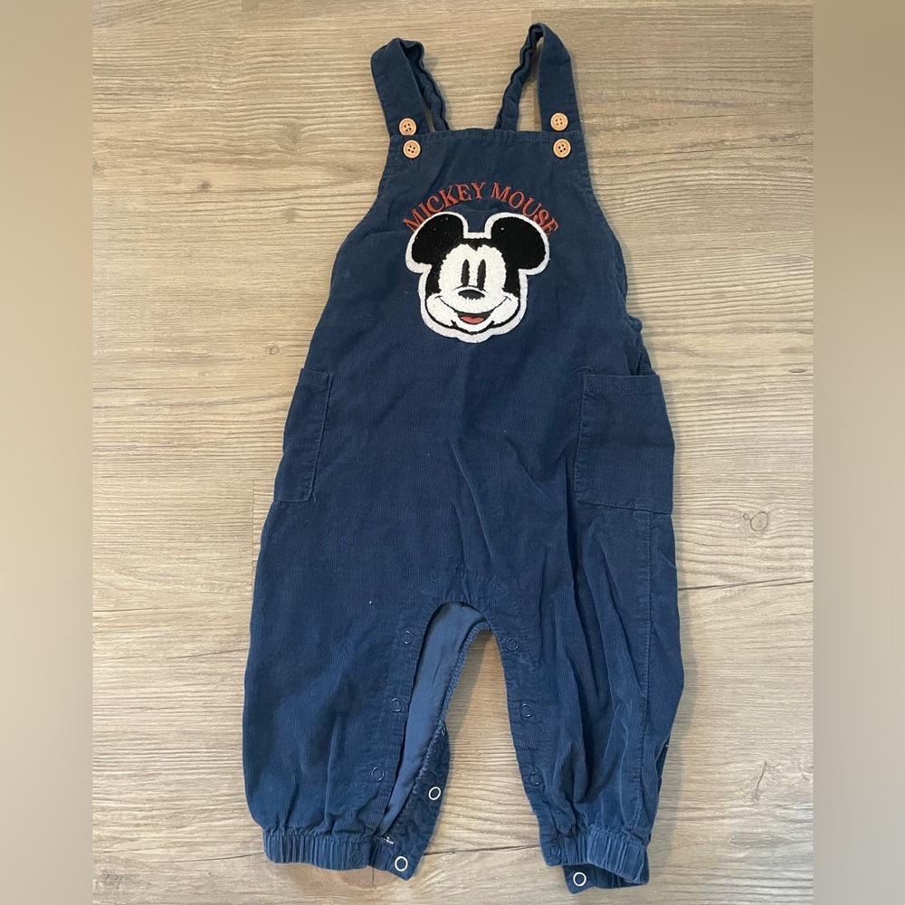 Disney Navy Overalls with Mickey Mouse Patch